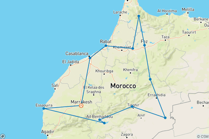 Carte du circuit 14 jours d'excursion