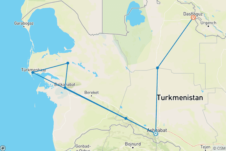 Map of Discover Turkmenistan Tour - Private Tour