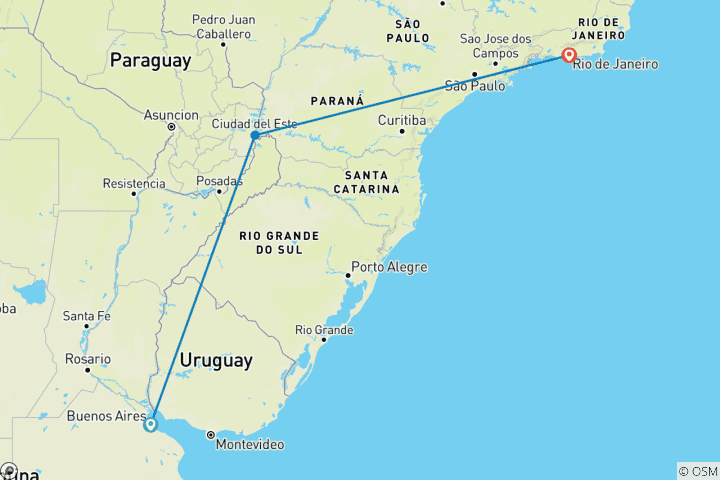 Carte du circuit Aventure en Argentine et au Brésil (including Chutes d'Iguazu)