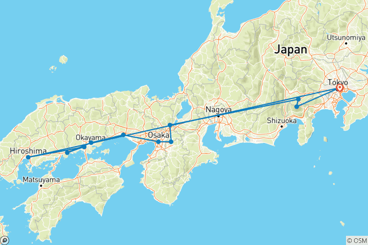 Carte du circuit Contrastes du Japon et de Tokyo (12 destinations)
