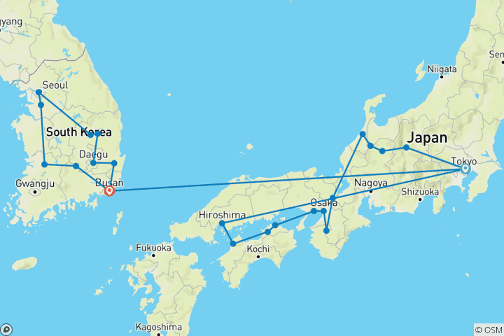 Mapa de Sueños de Sakura con Corea del Sur