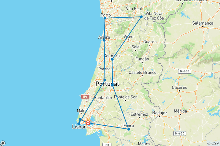 Carte du circuit Circuit en petit groupe de l'Explorateur du Portugal
