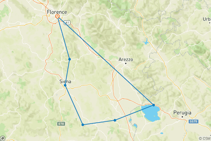 Map of Bilderbuch Toskana - Sanfte Hügel, malerische Dörfer, ausgezeichnete Weine (8 Tage)