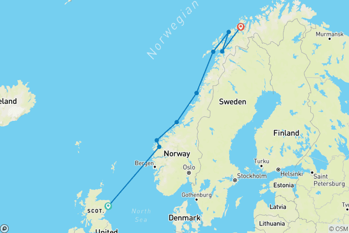 Map of Wild Scottish Isles & Norwegian Fjords - M/V Sylvia Earle