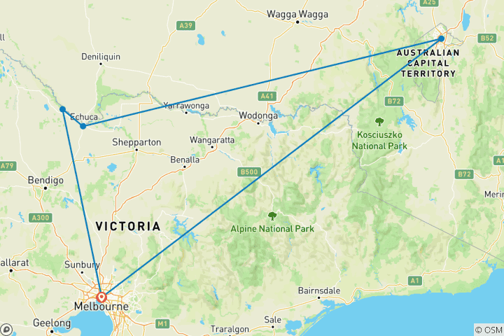Map of Retreat to the Murray Melbourne → Melbourne (2027)