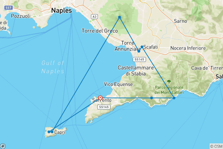 Carte du circuit Les sentiers de Sorrente : Aventure de randonnée et hauts lieux culturels - 5 jours