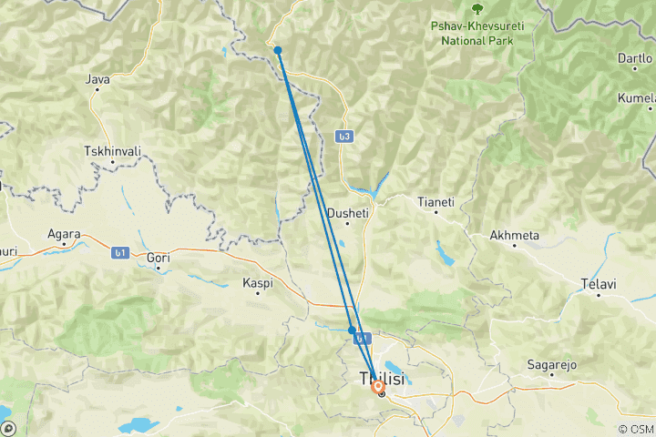 Carte du circuit Gudauri : neige et bien-être au cœur de la Géorgie