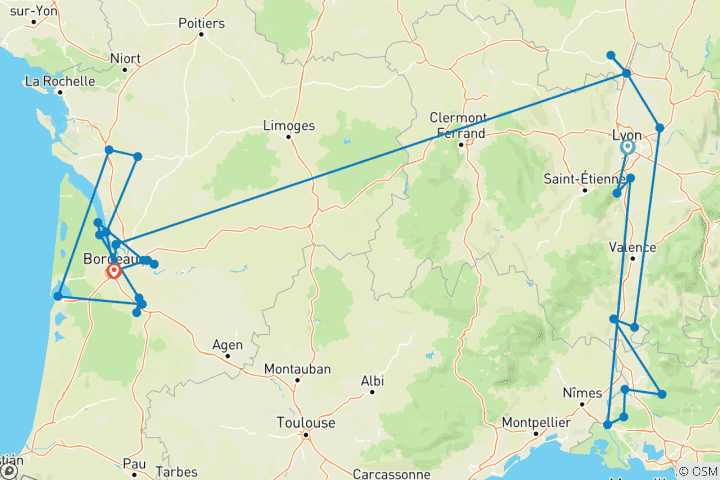 Karte von Ikonisches Frankreich - 21 Tage (37 Destinationen)