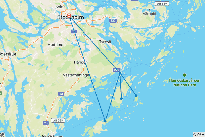 Map of Sweden - Hiking at the gates of Stockholm 8 Days