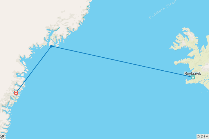 Carte du circuit Traversée de l'Atlantique Nord : Islande, Groenland et Labrador - Expédition