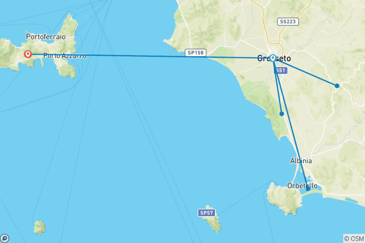 Karte von Toskana & Elba - geführte E-Bike Reise (8 Tage)