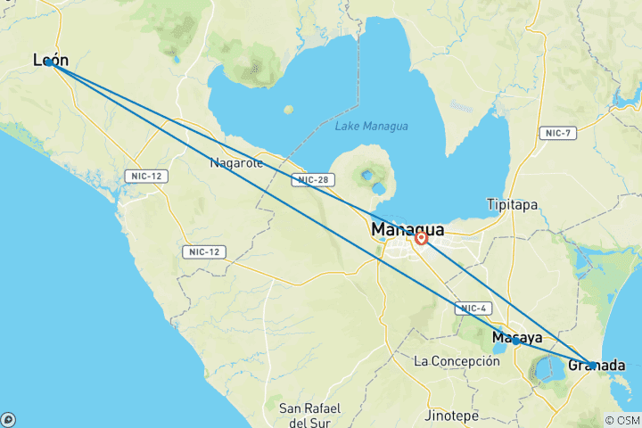 Map of Nicaragua: Leon and Granada - 5 days