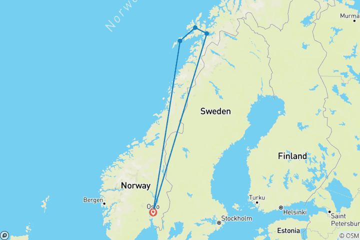 Map of Midnight Sun in the Lofoten Islands - 7 days