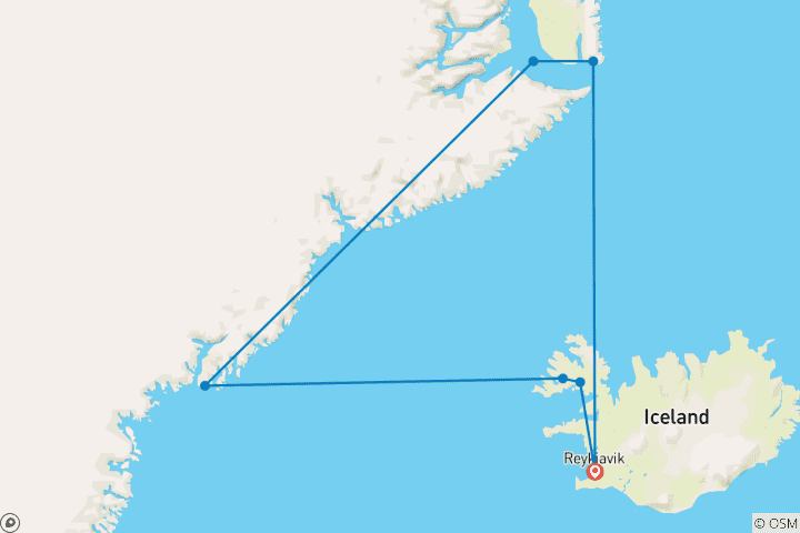 Mapa de Islandia y el este de Groenlandia bajo la aurora boreal - Douglas Mawson