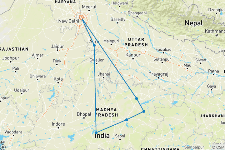 Carte du circuit Safari en Inde