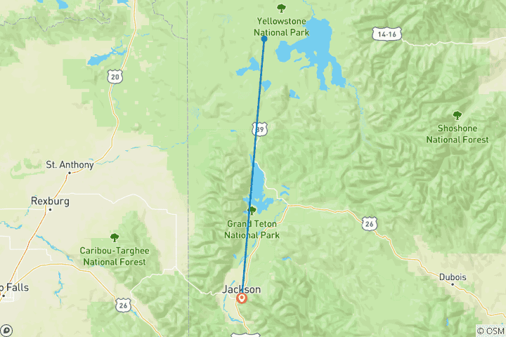 Carte du circuit Aventure en motoneige à Jackson