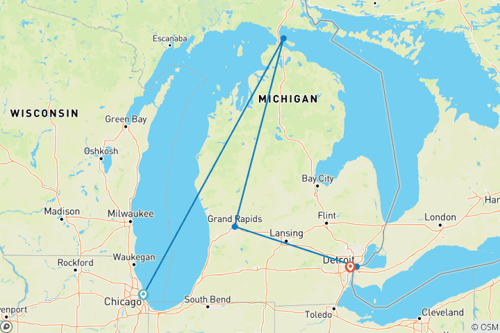 Kaart van Mackinac Island (Chicago, IL naar Detroit, MI) (2027)