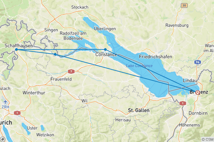 Carte du circuit Piste cyclable du lac de Constance - Le plus beau