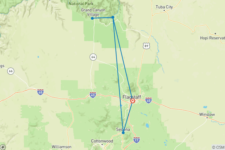 Karte von Sedona und der Grand Canyon (nur für Frauen)