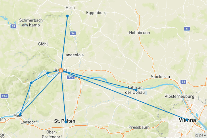Karte von Wachau - 3 Flüsse Sternfahrt (6 Tage)
