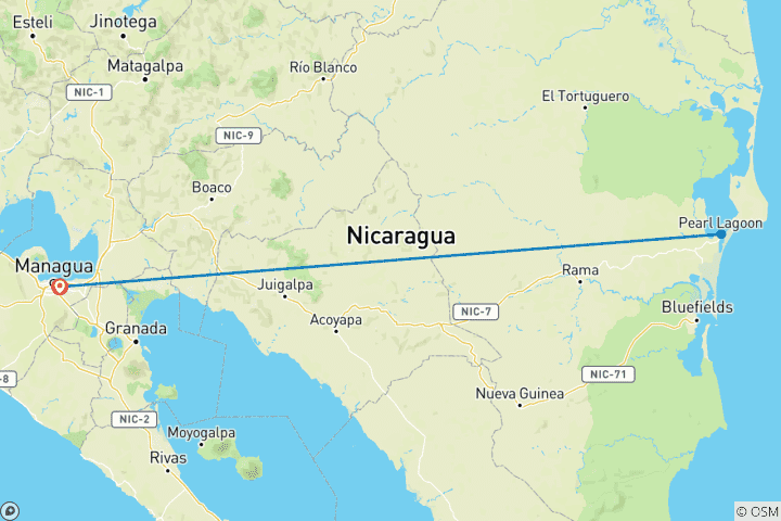 Kaart van Nicaragua: Pearl Lagoon & Pearl Cays - 3 dagen