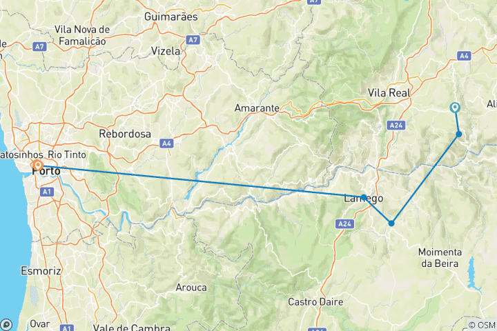 Karte von Douro-Weinregion Wanderreise (8 Tage)