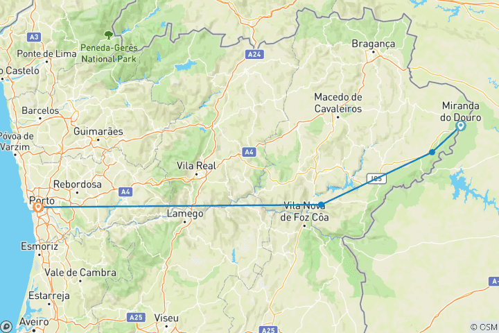 Karte von Douro International Naturpark Wanderreise (8 Tage)