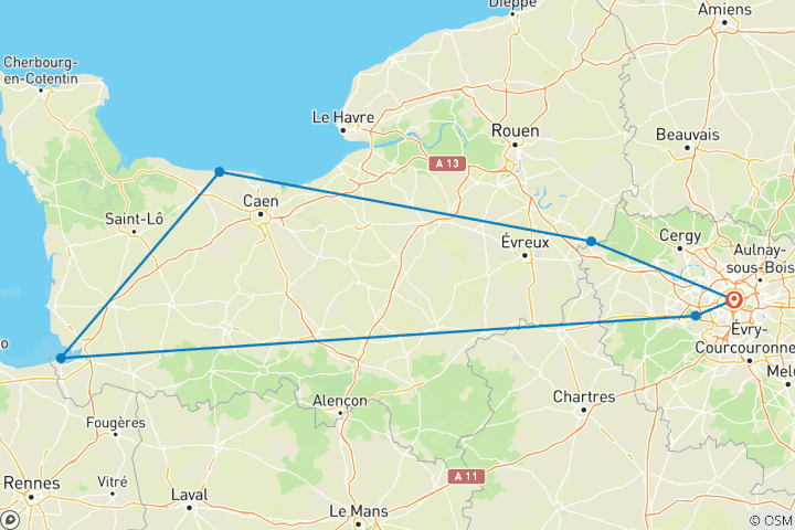 Map of Explore Paris and Its Surroundings: 7-Day, 6-Night Multiday Tour