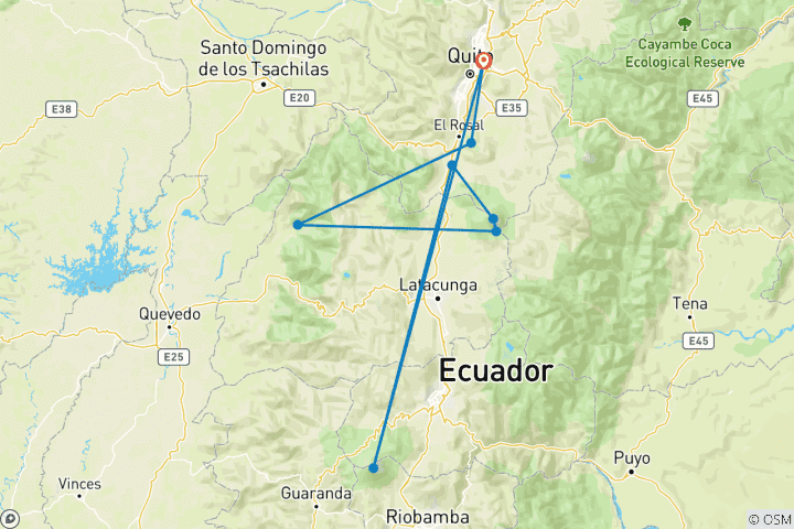 Carte du circuit Expédition d'escalade en Équateur 9 jours