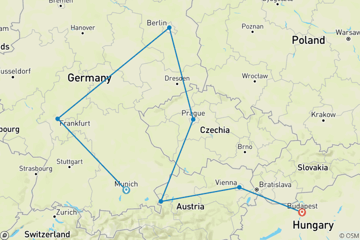 Mapa de Gran Vuelta a Europa: Alemania y Europa del Este