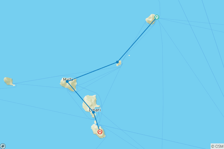 Mapa de Navegando por el Sueño de las Islas Eolias - 8 días de escapada en goleta