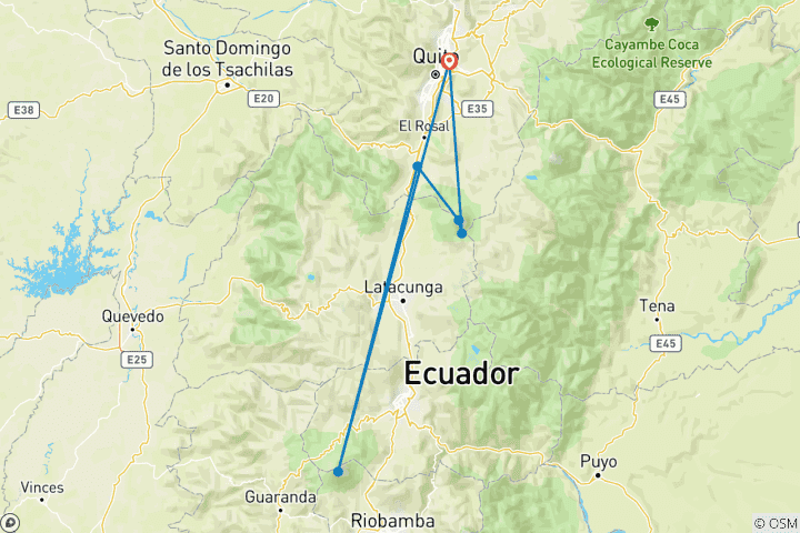 Carte du circuit Escalade du Cotopaxi et du Chimborazo - Circuit express de 5 jours