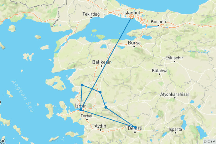 Carte du circuit 3 jours - Circuit des sept églises de l'Apocalypse