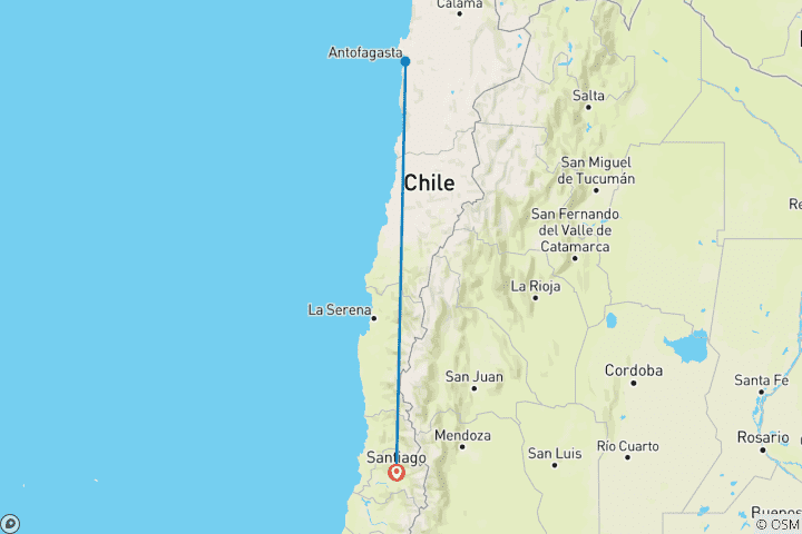Mapa de Lo mejor de Chile: Santiago y el Desierto de Atacama