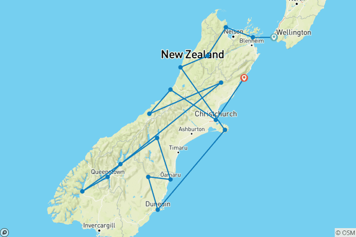 Kaart van De Grote Zuidelijke Road Trip