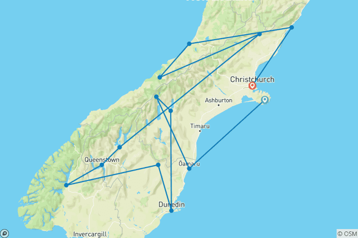 Carte du circuit Aventure et nature sauvage dans le sud