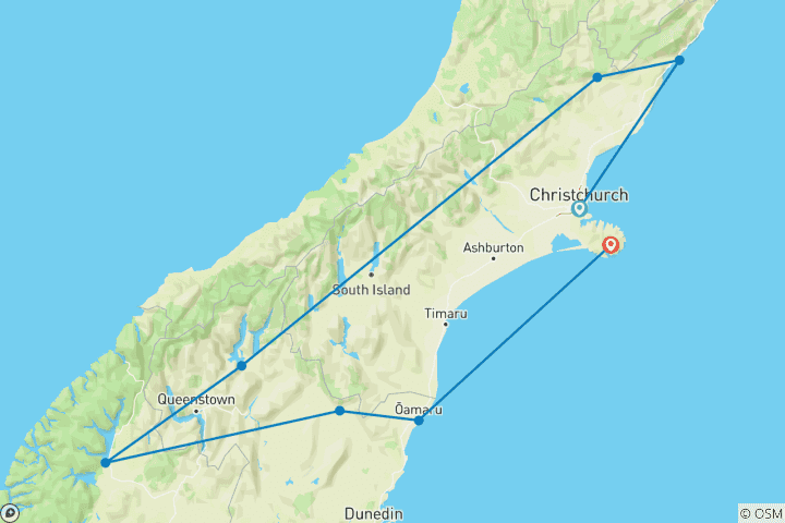 Carte du circuit Aventure et nature sauvage dans le sud