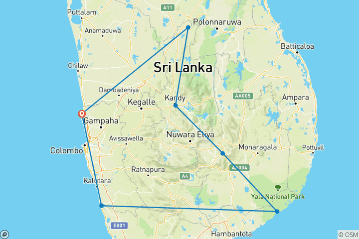 Karte von AuthentischSri Lanka6 Tage Semi-Luxus 3s