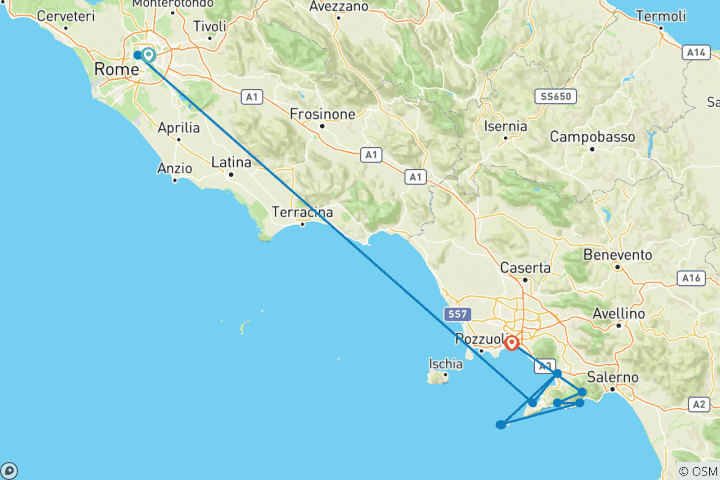 Mapa de Lo mejor de Roma y la Costa Amalfitana