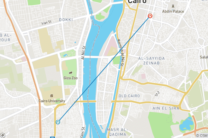 Carte du circuit Explorez le Caire et Gizeh : Circuit privé de 3 jours au Caire - Pyramides, Sphinx, Musée égyptien et Dîner-croisière sur le Nil