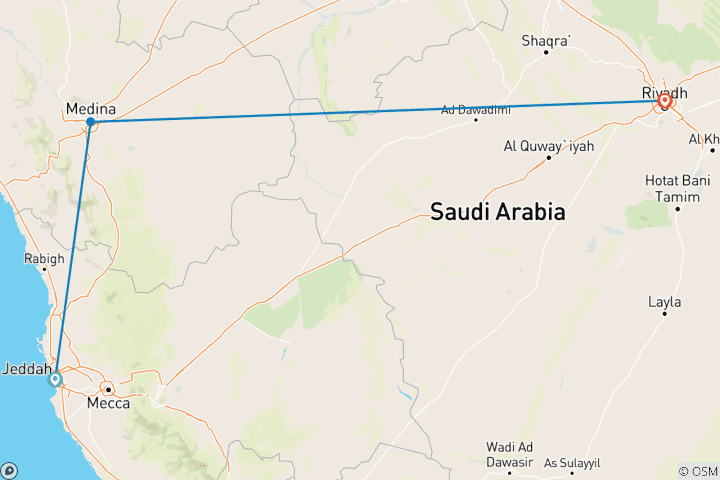 Kaart van Hoogtepunten van Saoedi-Arabië