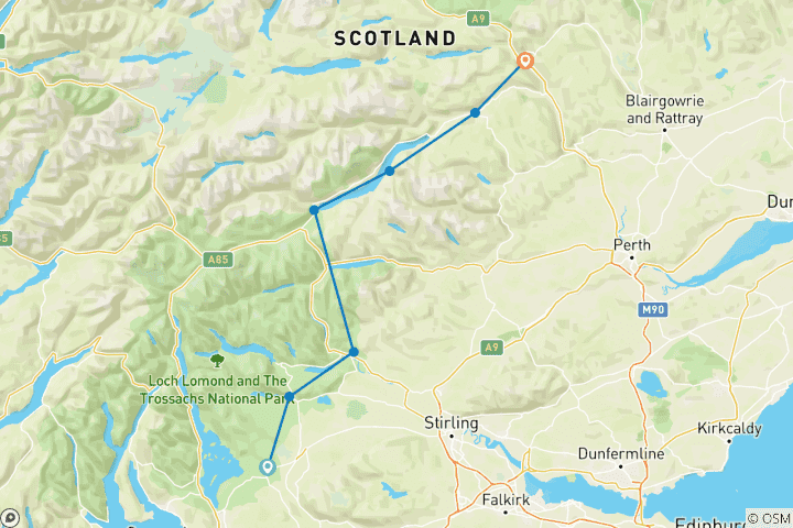 Karte von Rob Roy Weg (9 Tage)
