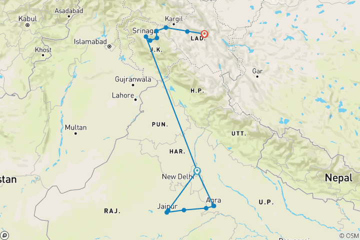 Mapa de Triángulo de Oro y Horizontes de Cachemira