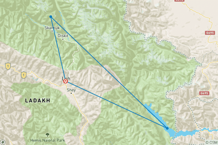 Mapa de Aventura en Ladakh: Altos puertos, monasterios y cielos estrellados
