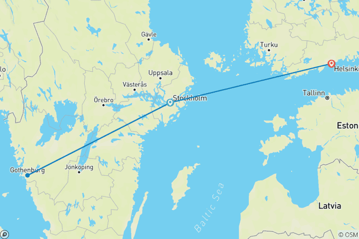 Map of Festive cities: Stockholm & Helsinki (7 days)
