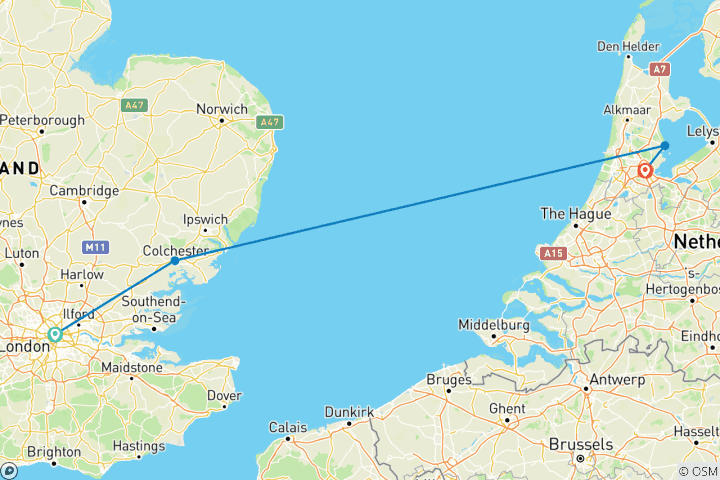 Map of London and Amsterdam