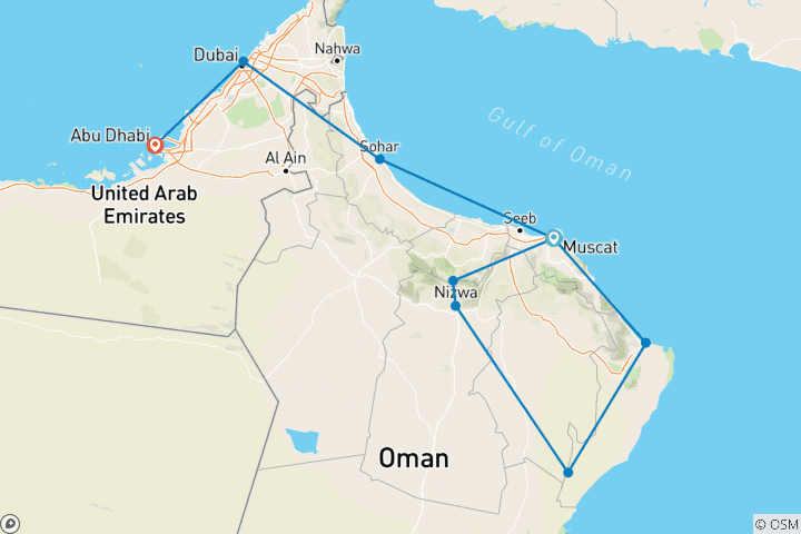 Carte du circuit Voyage immersif à Oman et aux Émirats