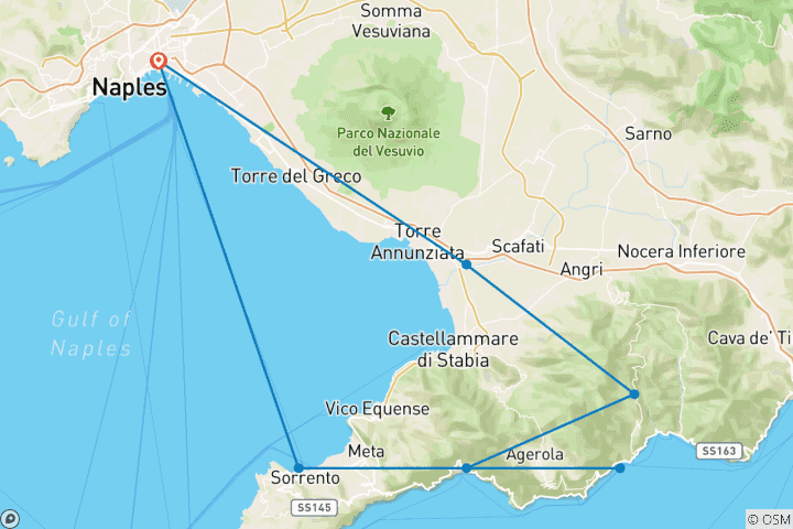 Kaart van Ontdek Sorrento, Amalfikust & Pompeii in 3 dagen