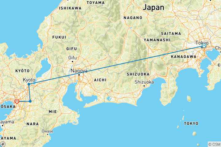 Mapa de Tokio, Kioto y Osaka GO