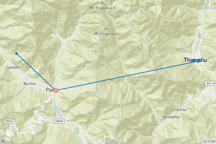 Carte du circuit Expérience mystique au Bhoutan - 5 JOURS/4 NUITS